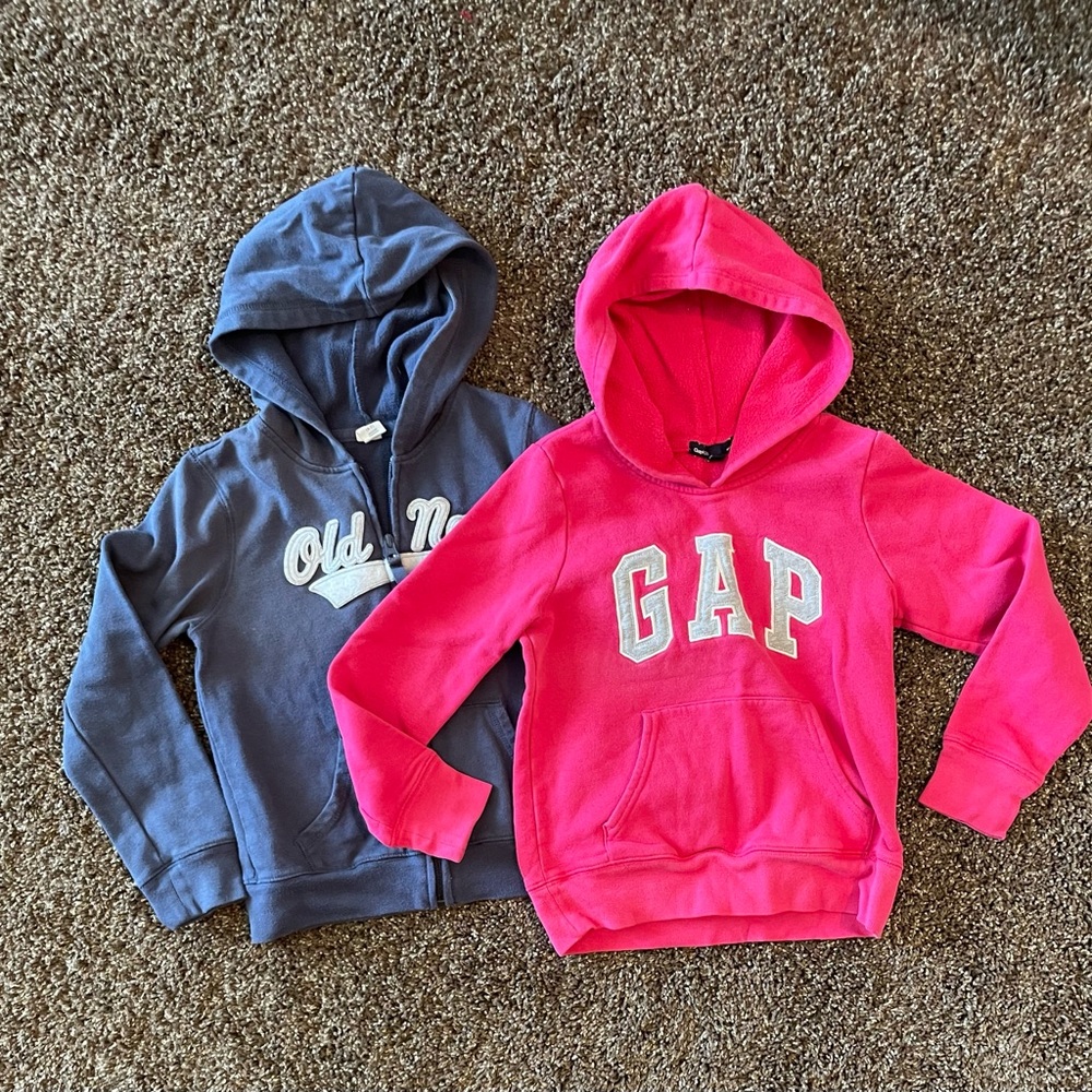 GAP Bright Pink Kids Hoodie and old navy zip up hoodie